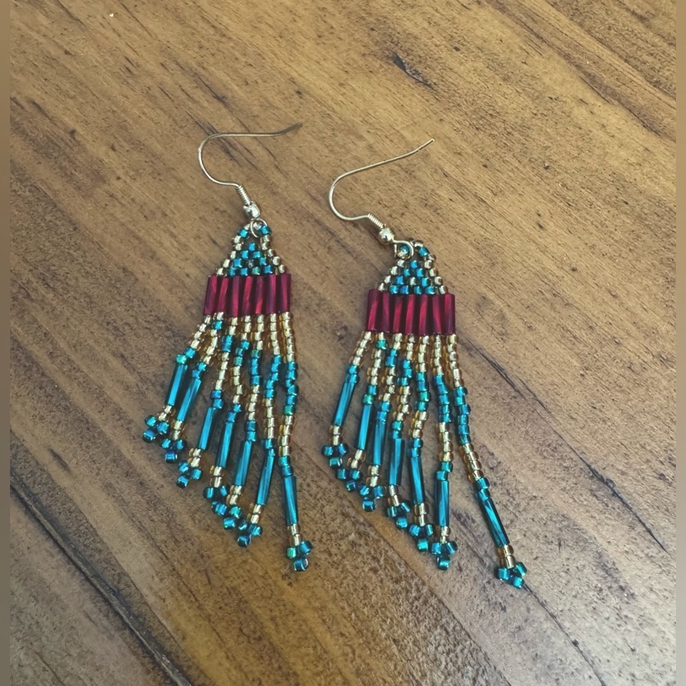 Colorful Beaded Fringe Earrings